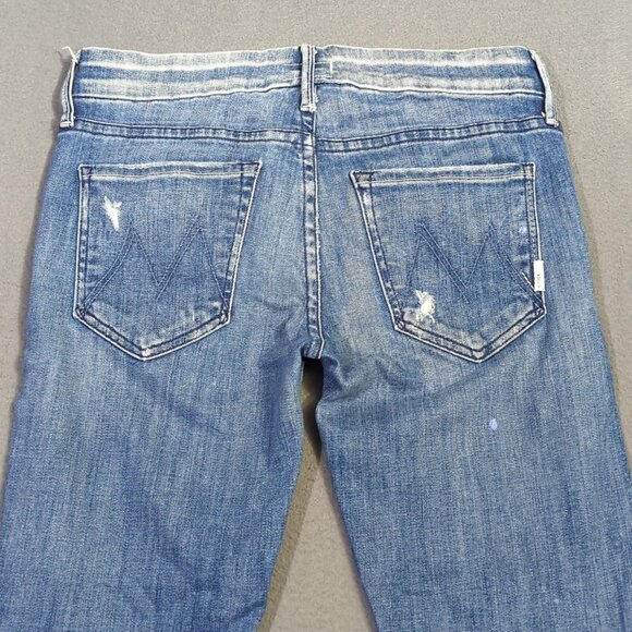 Mother Jeans Women's 27 Blue The Looker Ankle Zip Denim In Graffiti Girl - Picture 4 of 16